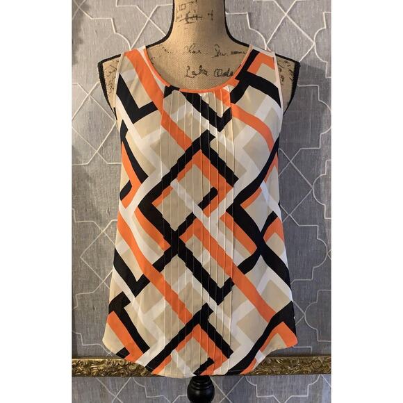 Ann Taylor Petite Sleeveless Tank Top Blouse Shirt Sz S PS Petite NWOT geometric - Picture 1 of 5